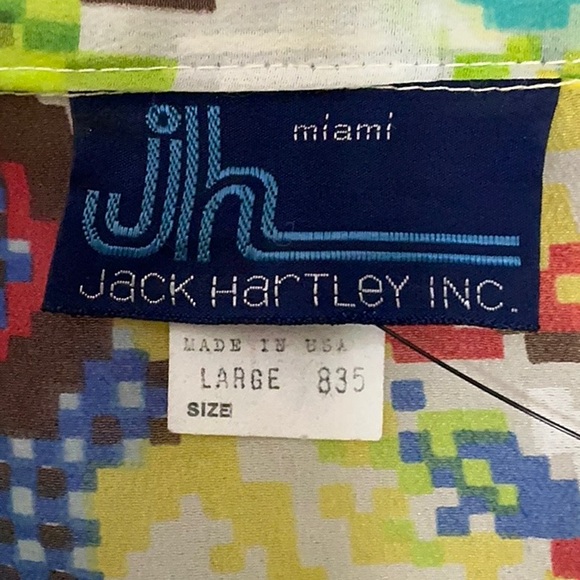 Vintage JH MIAMI Jack Hartley 60s 70s PSYCHEDELIC Tie front top RESORT hippie - Picture 2 of 9